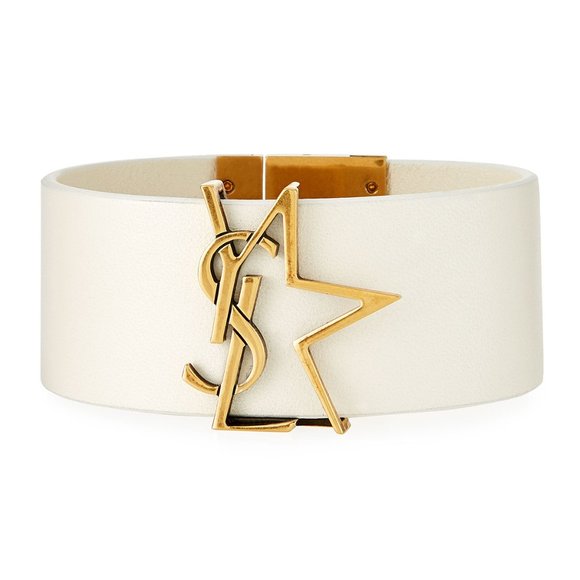 SAINT LAURENT Leather 'YSL' Monogram Star Bracelet - Picture 1 of 13